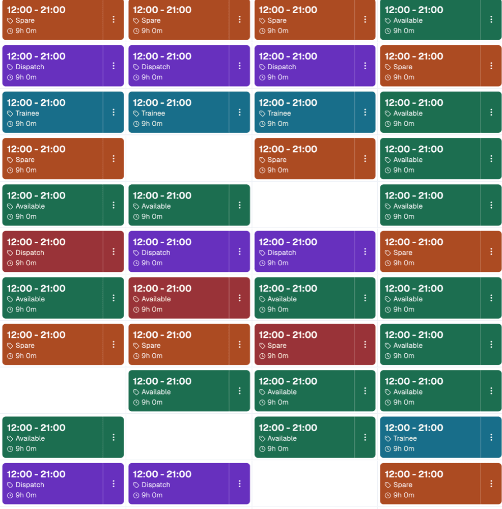The Tarva scheduling week on a tablet